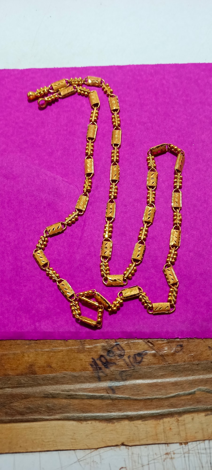 Intricate Hand-linked Long Gold Chain